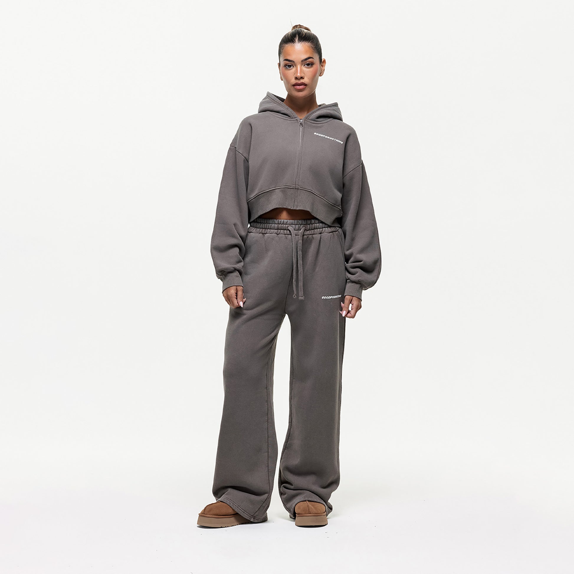 Good For Nothing Taupe Vintage Washed Wide Leg Joggers - Taupe Image 3