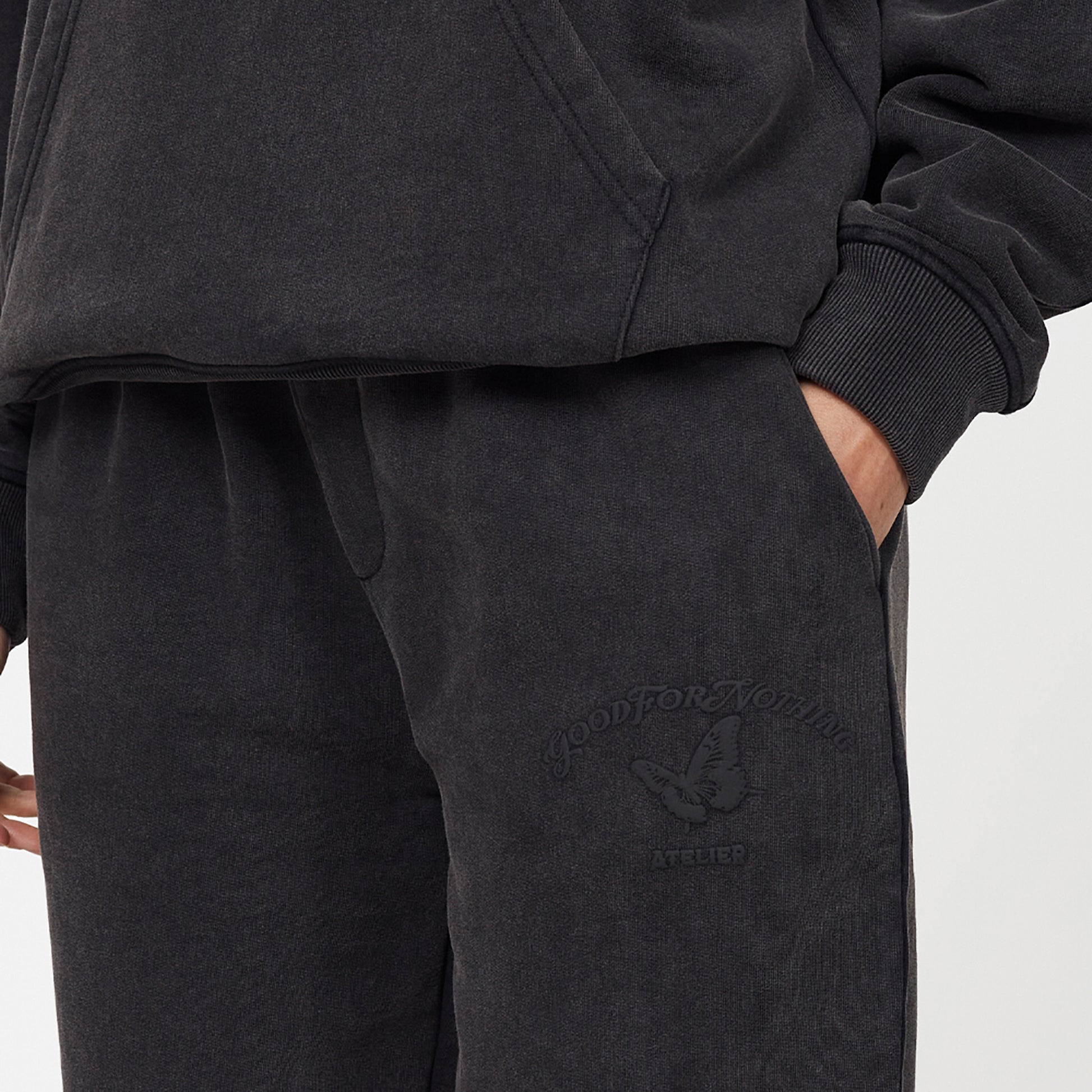 Good For Nothing Black Washed Relaxed Joggers - Black Image 3
