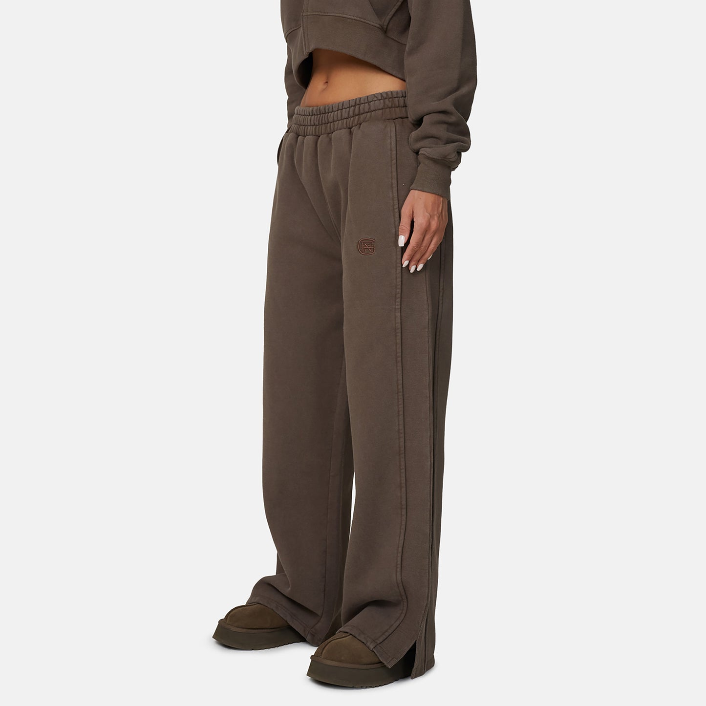 Good For Nothing Brown Baggy Split Hem Jogger - Brown Image 3