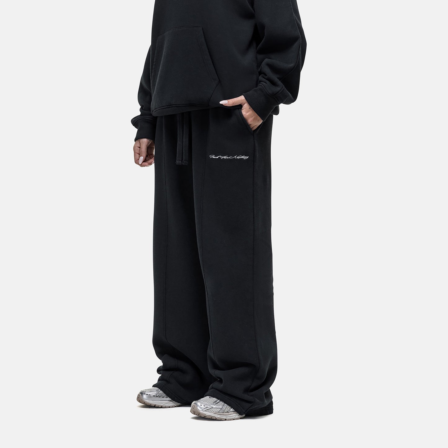 Good For Nothing Black Seam Detail Wide Leg Relaxed Jogger - Black Image 2