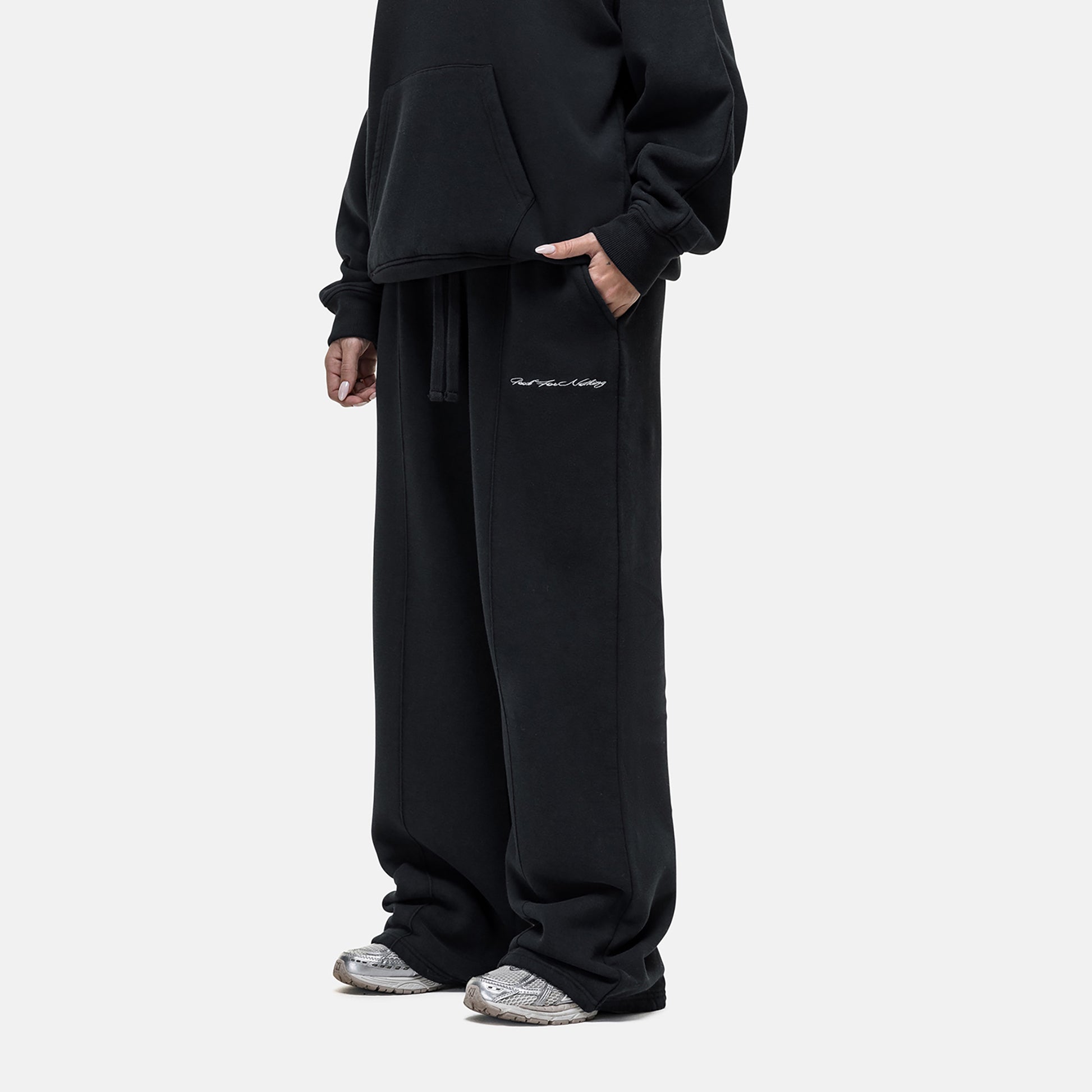 Good For Nothing Black Seam Detail Wide Leg Relaxed Jogger - Black Image 2