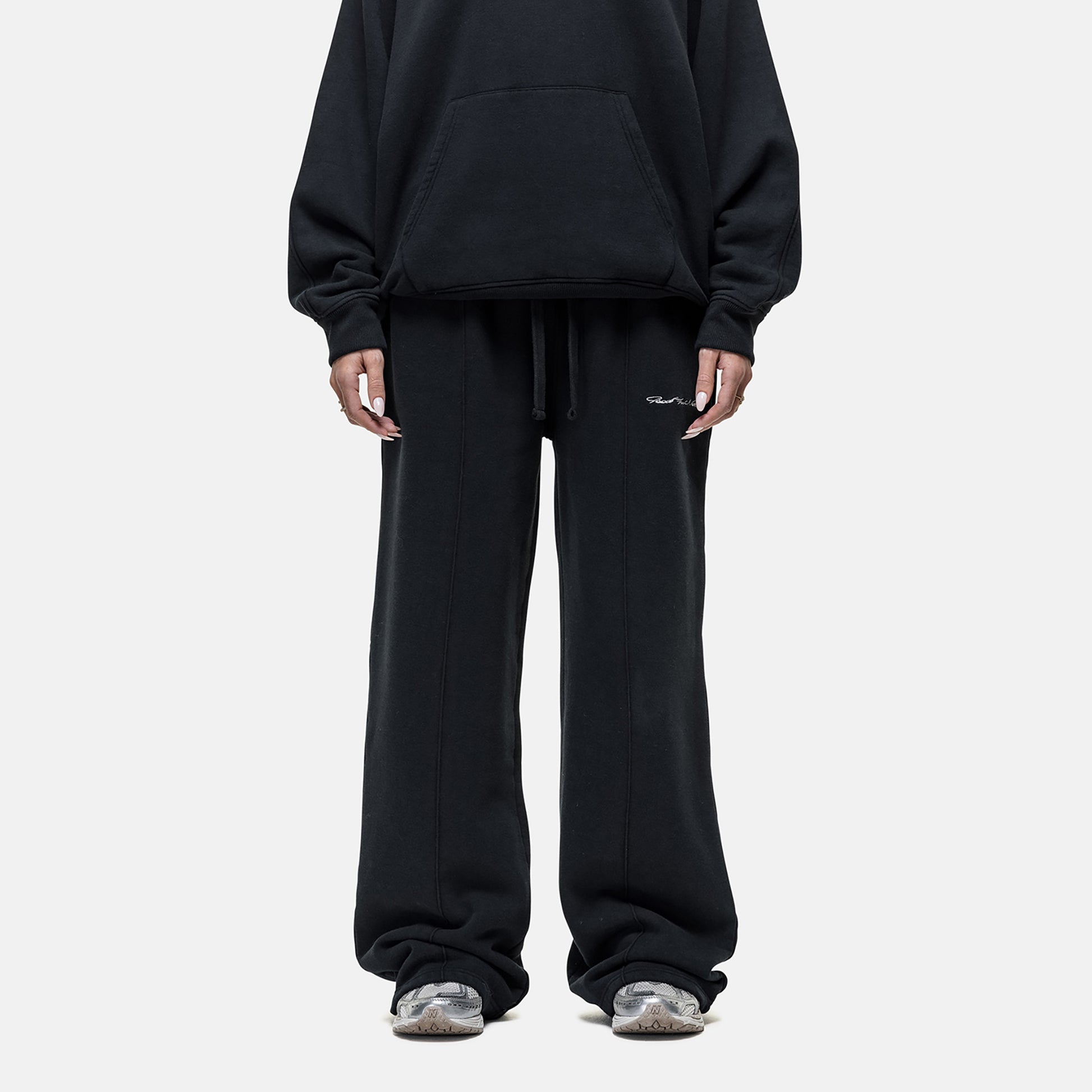 Good For Nothing Black Seam Detail Wide Leg Relaxed Jogger - Black Image 1