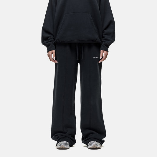 Good For Nothing Black Seam Detail Wide Leg Relaxed Jogger - Black Image 1