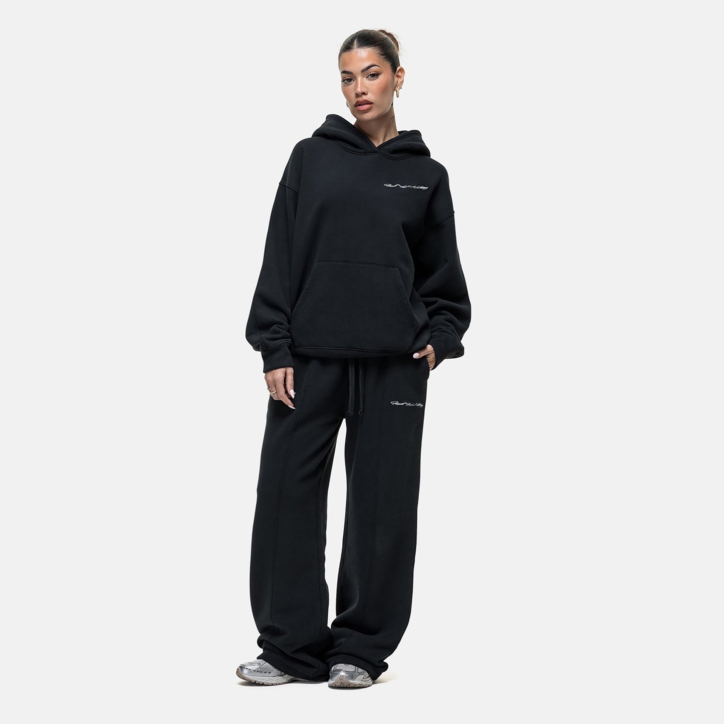 Good For Nothing Black Seam Detail Wide Leg Relaxed Jogger - Black Image 4