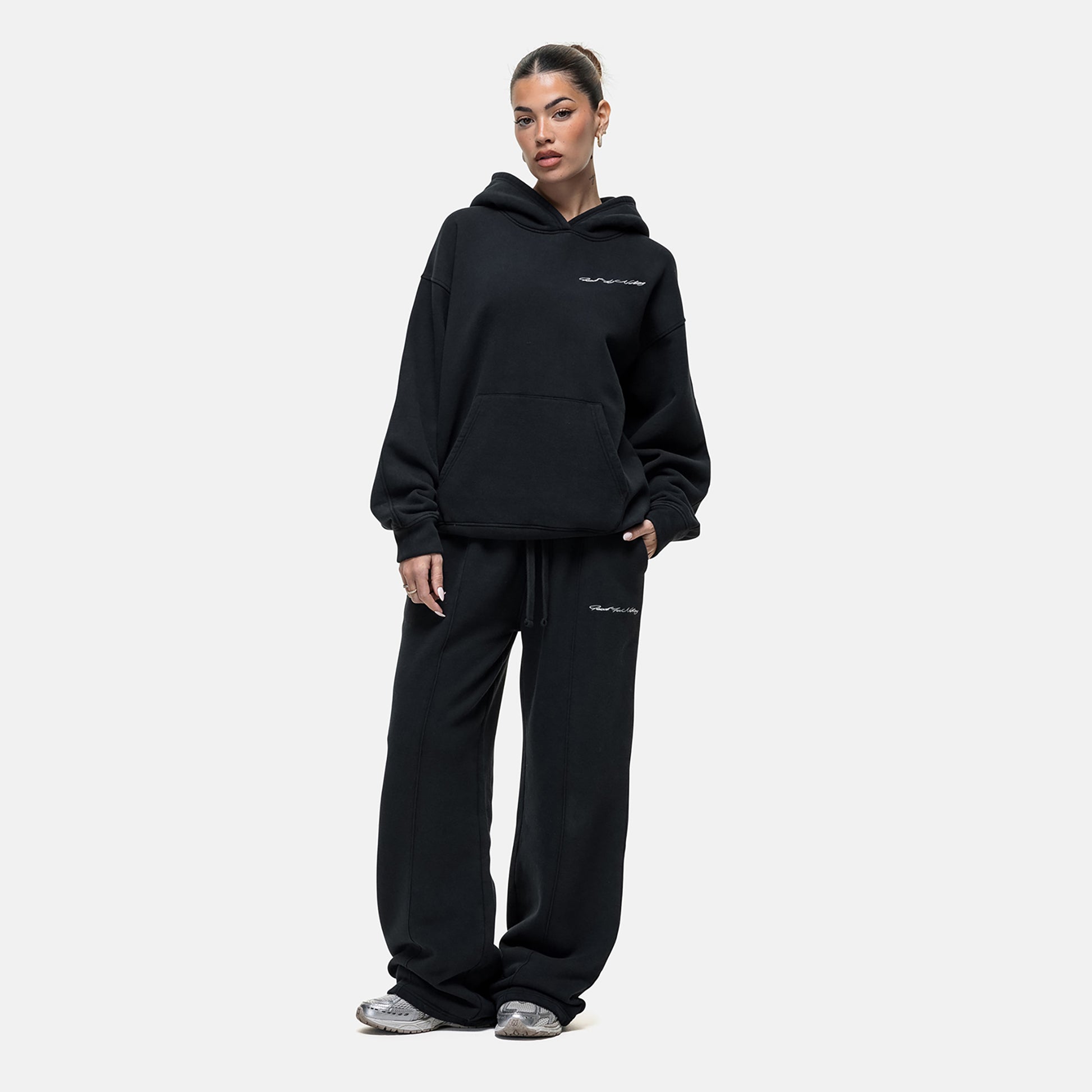 Good For Nothing Black Seam Detail Wide Leg Relaxed Jogger - Black Image 4