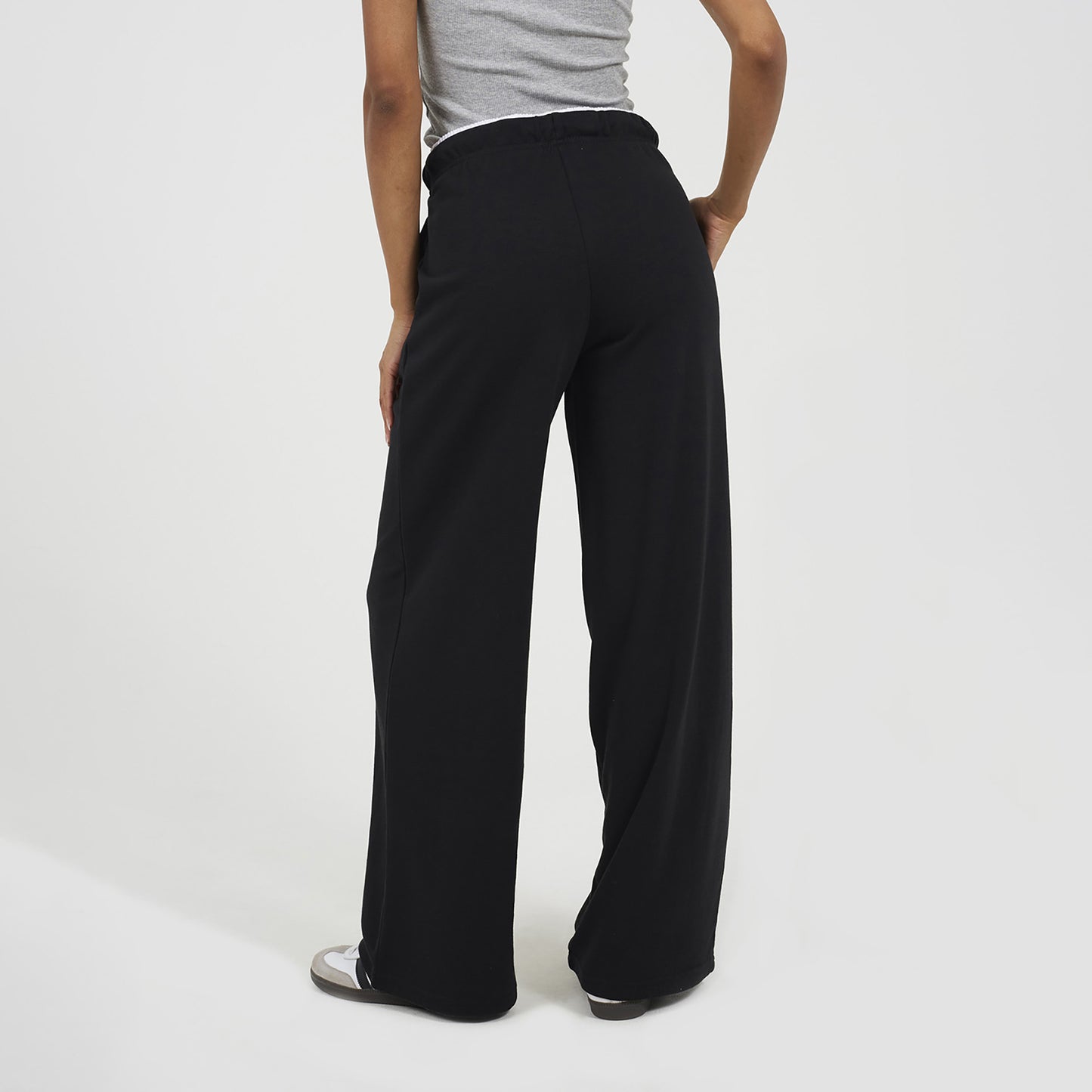Brave Soul Black Contrast Double Waistband Wide Leg Joggers - Black Image 2