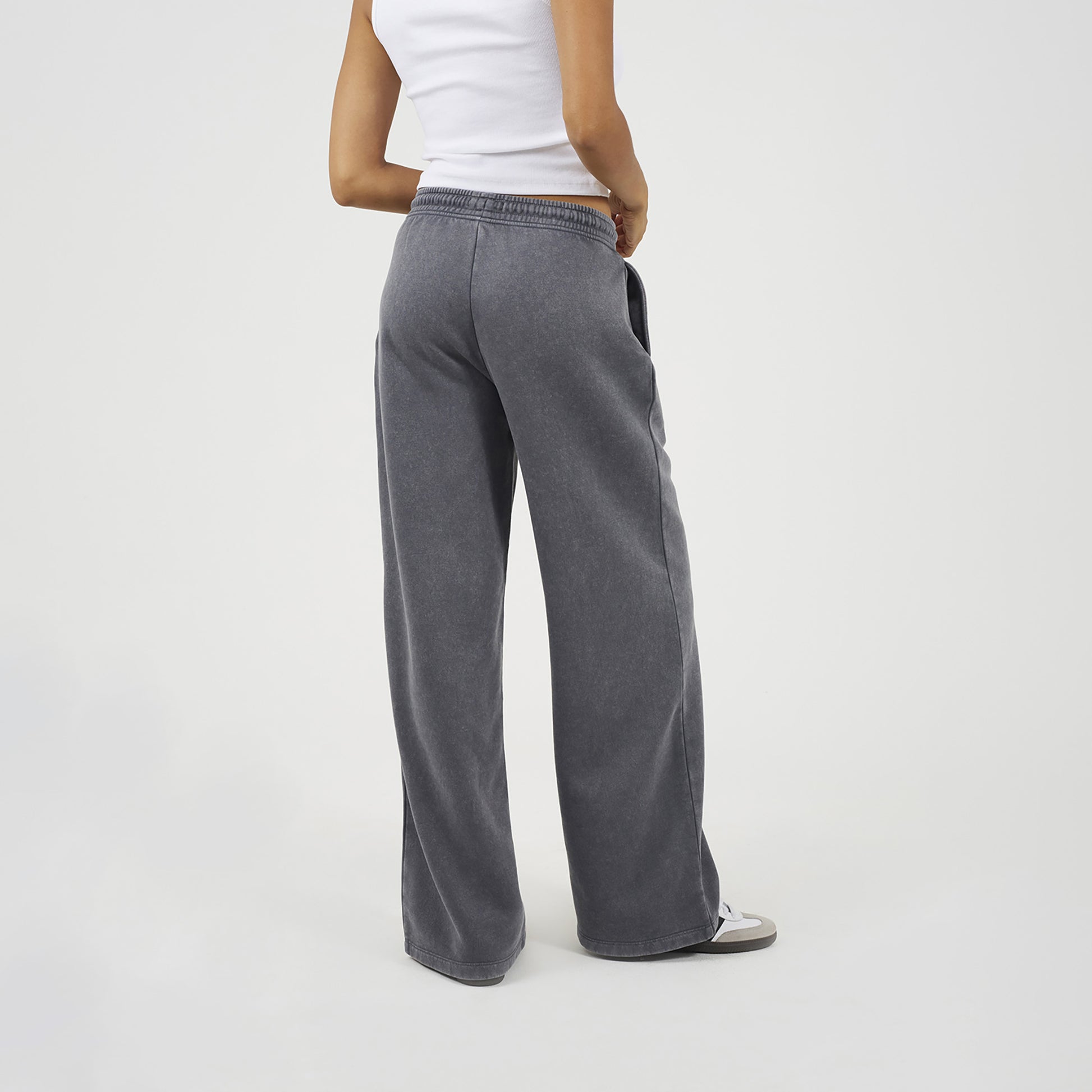 Brave Soul Charcoal Acid Wash Wide Leg Joggers - Charcoal Image 2