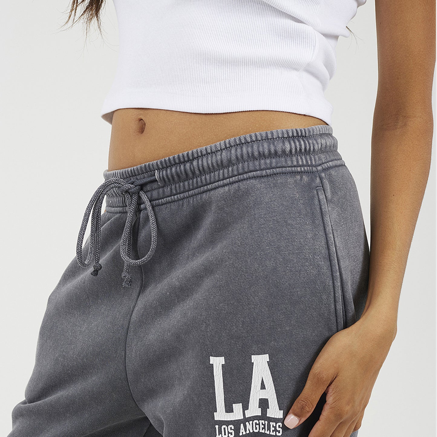 Brave Soul Charcoal Acid Wash Wide Leg Joggers - Charcoal Image 4