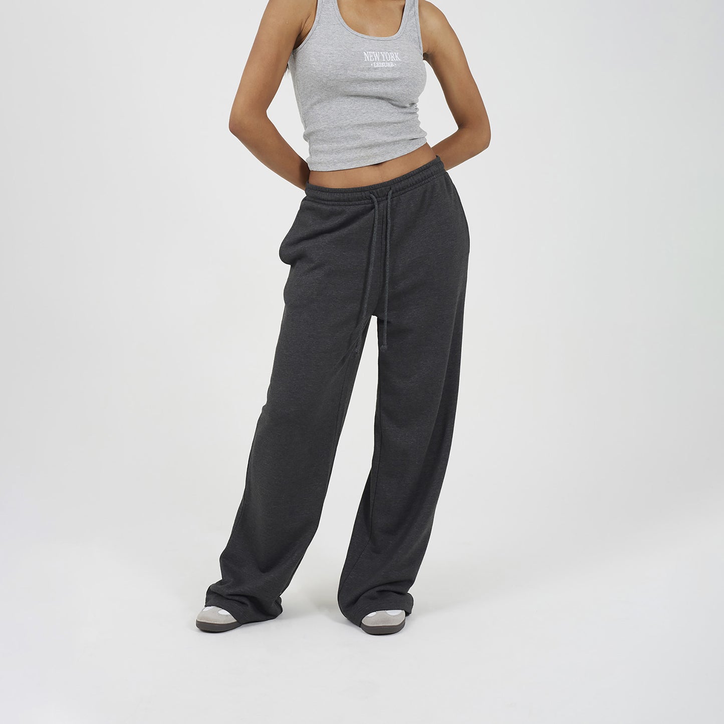 Brave Soul Charcoal Wide Leg Joggers - Charcoal Image 1