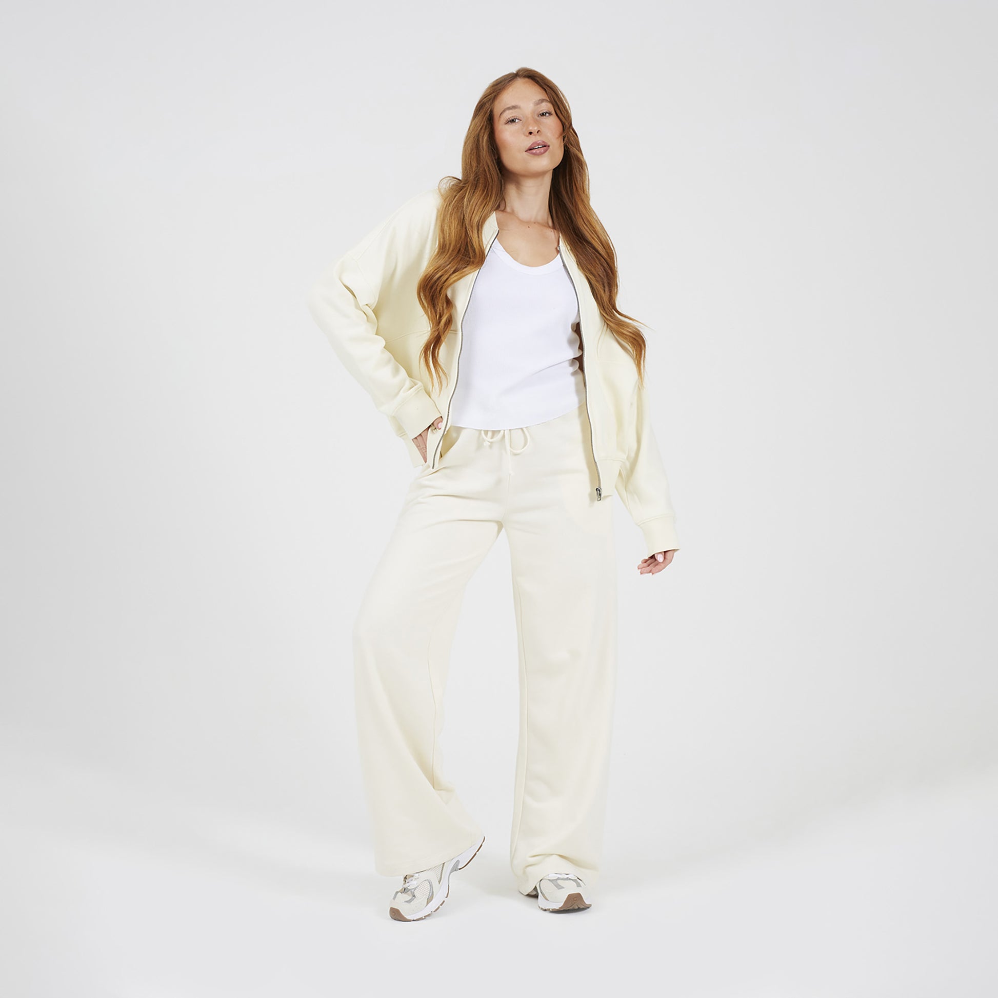 Brave Soul Cream Cotton Blend Wide Leg Joggers - Cream Image 3