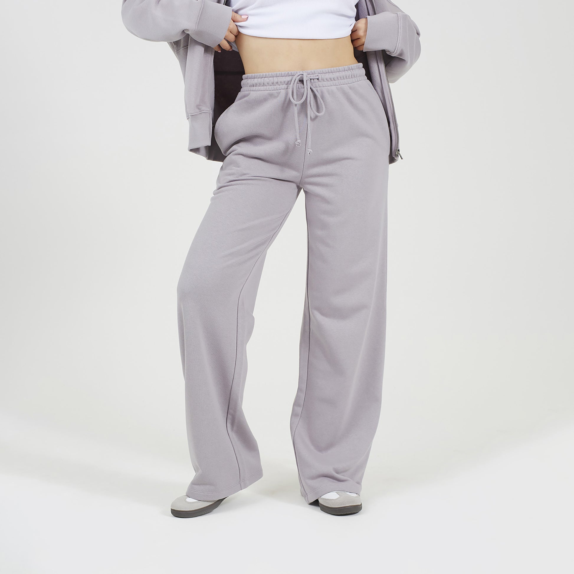 Brave Soul Grey Cotton Blend Wide Leg Joggers - Grey Image 1