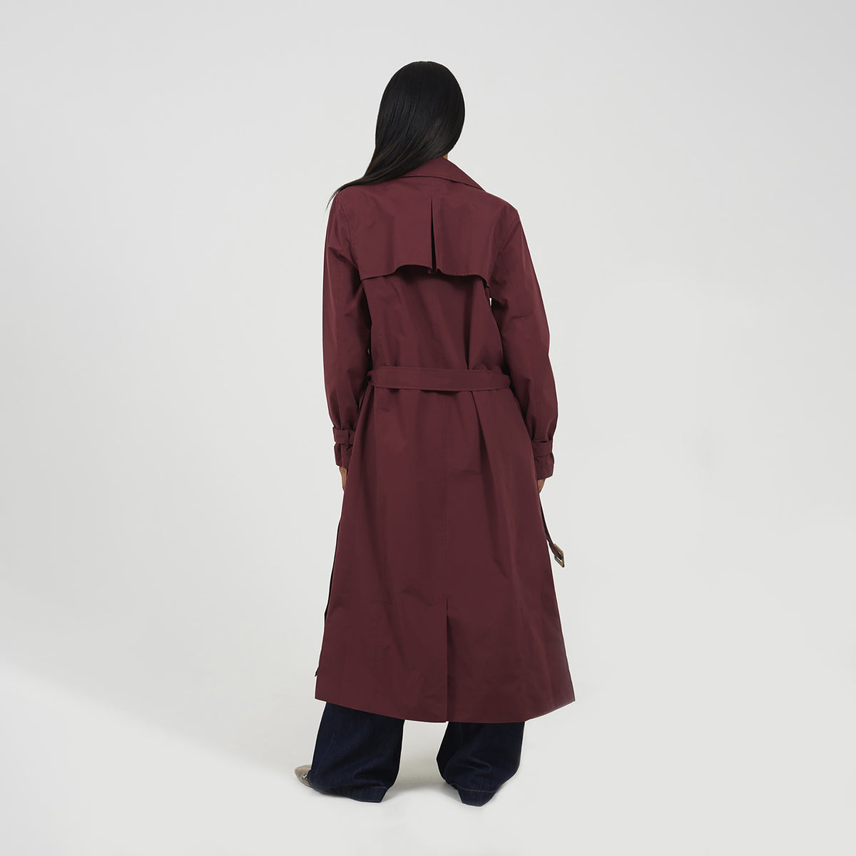 Brave Soul Burgundy Double-Breasted Longline Trench Coat  - Burgundy Image 2