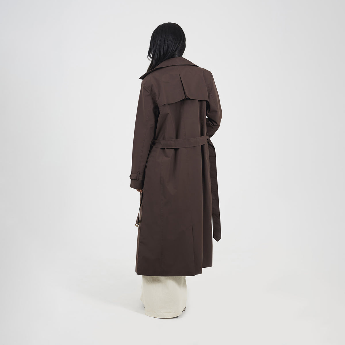Brave Soul Chocolate Double-Breasted Longline Trench Coat  - Chocolate Image 2