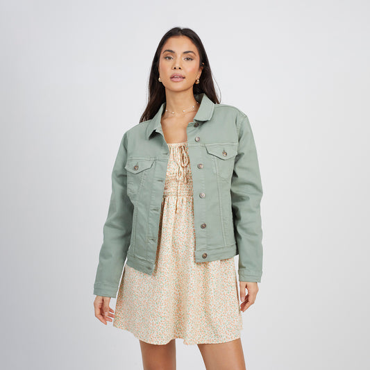 Brave Soul Khaki Denim Jacket - Khaki Image 1