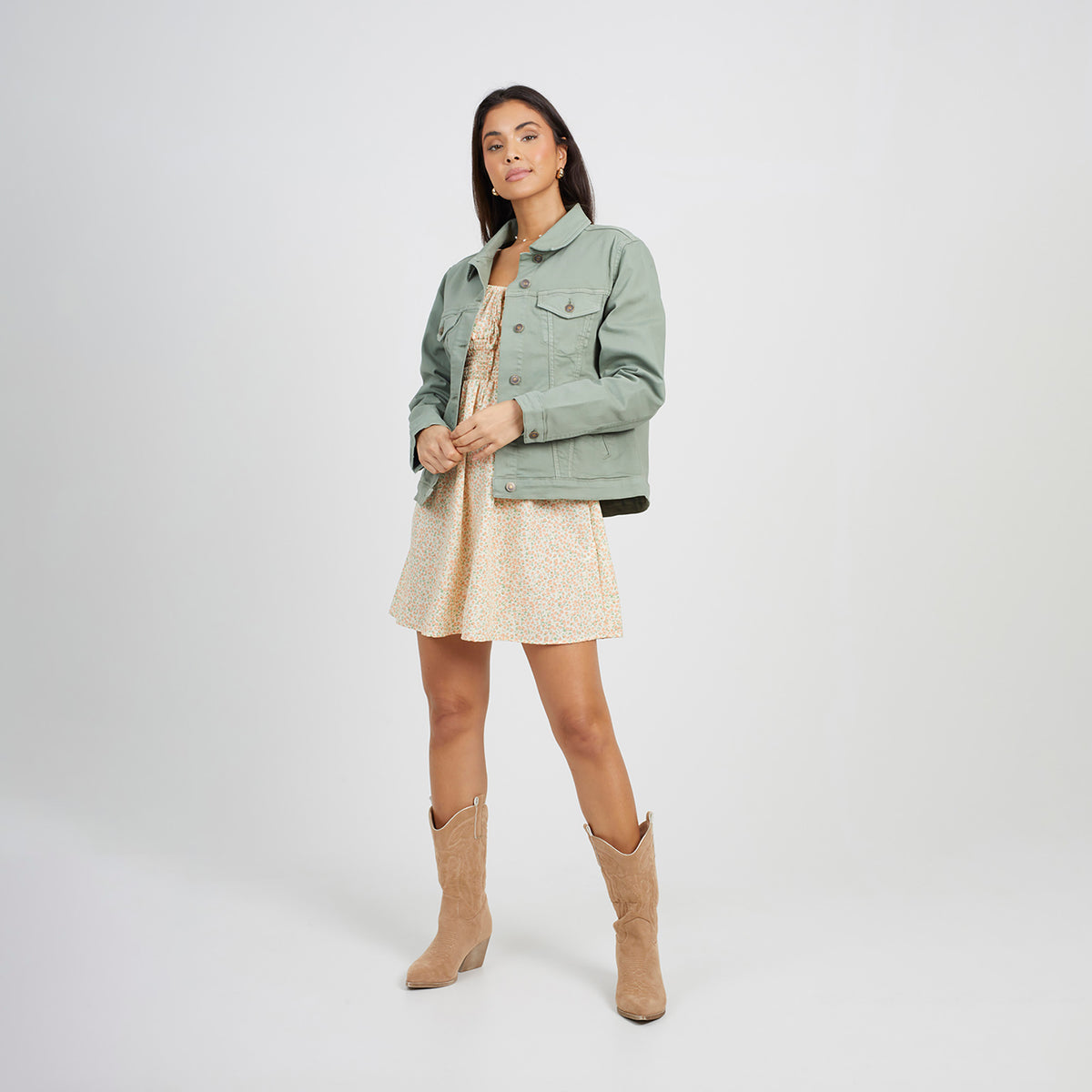 Brave Soul Khaki Denim Jacket - Khaki Image 3