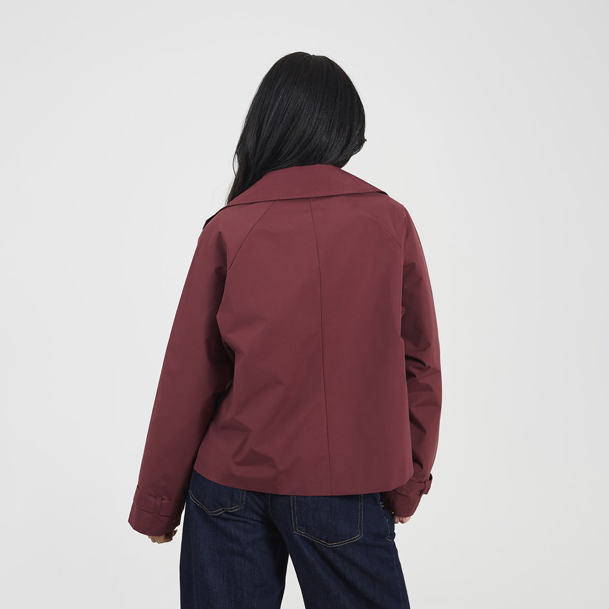 Brave Soul Burgundy Double Breasted Short Trench Coat - Burgundy Image 2