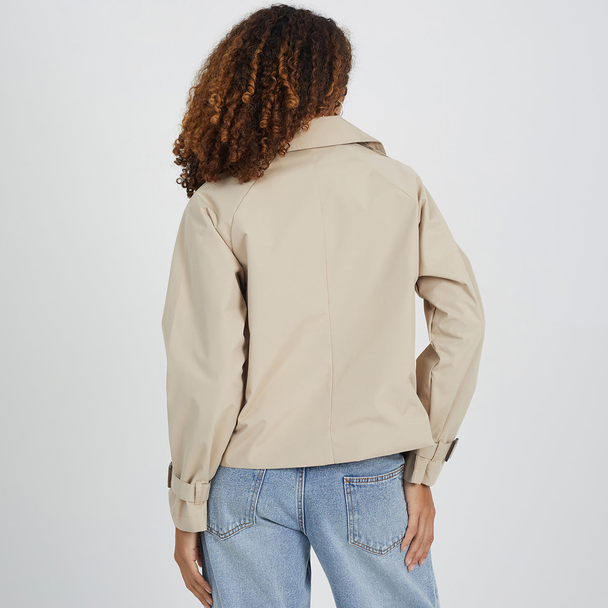 Brave Soul Stone Double Breasted Short Trench Coat - Stone Image 2
