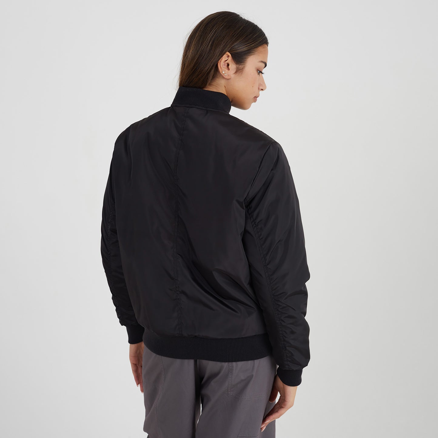 Brave Soul Black Ruched Sleeve Oversized Bomber Jacket - Black Image 2