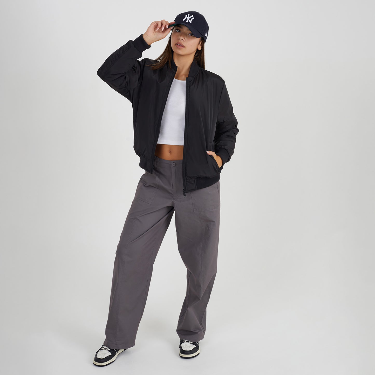 Brave Soul Black Ruched Sleeve Oversized Bomber Jacket - Black Image 3
