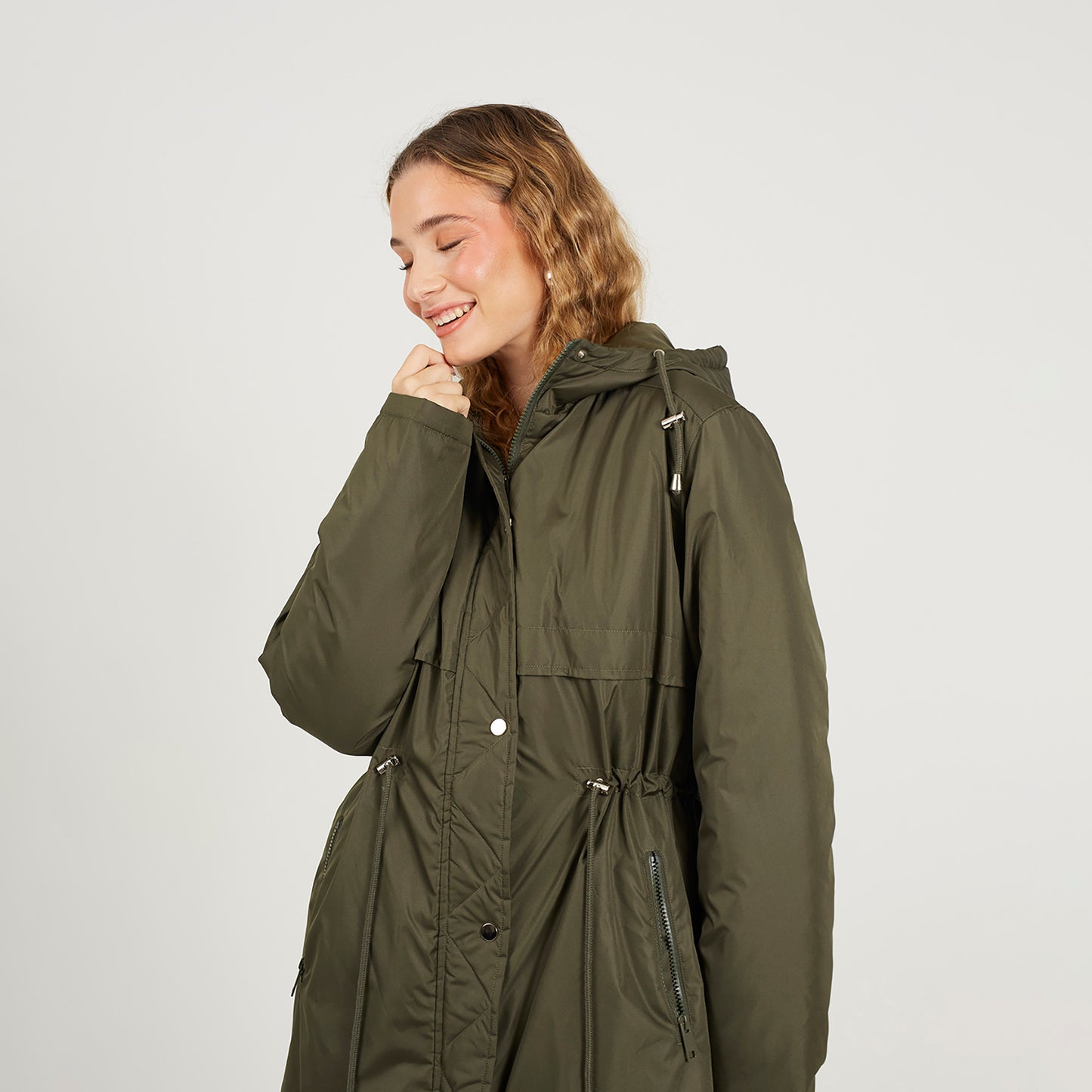 Brave Soul Khaki Shower Resistant Padded Parka Jacket - Khaki Image 1