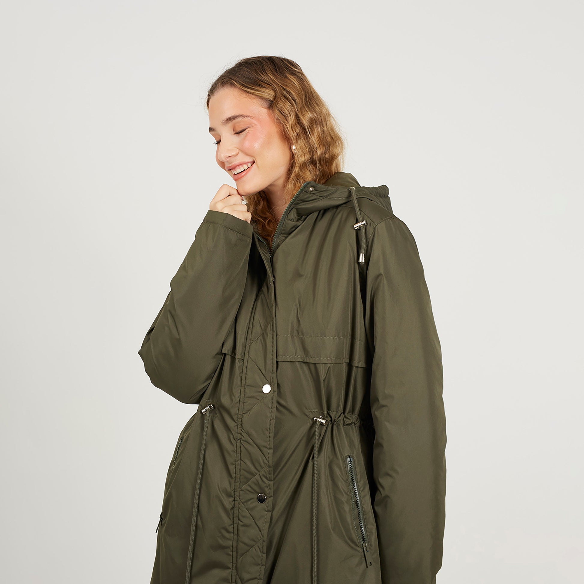 Brave Soul Khaki Shower Resistant Padded Parka Jacket - Khaki Image 1