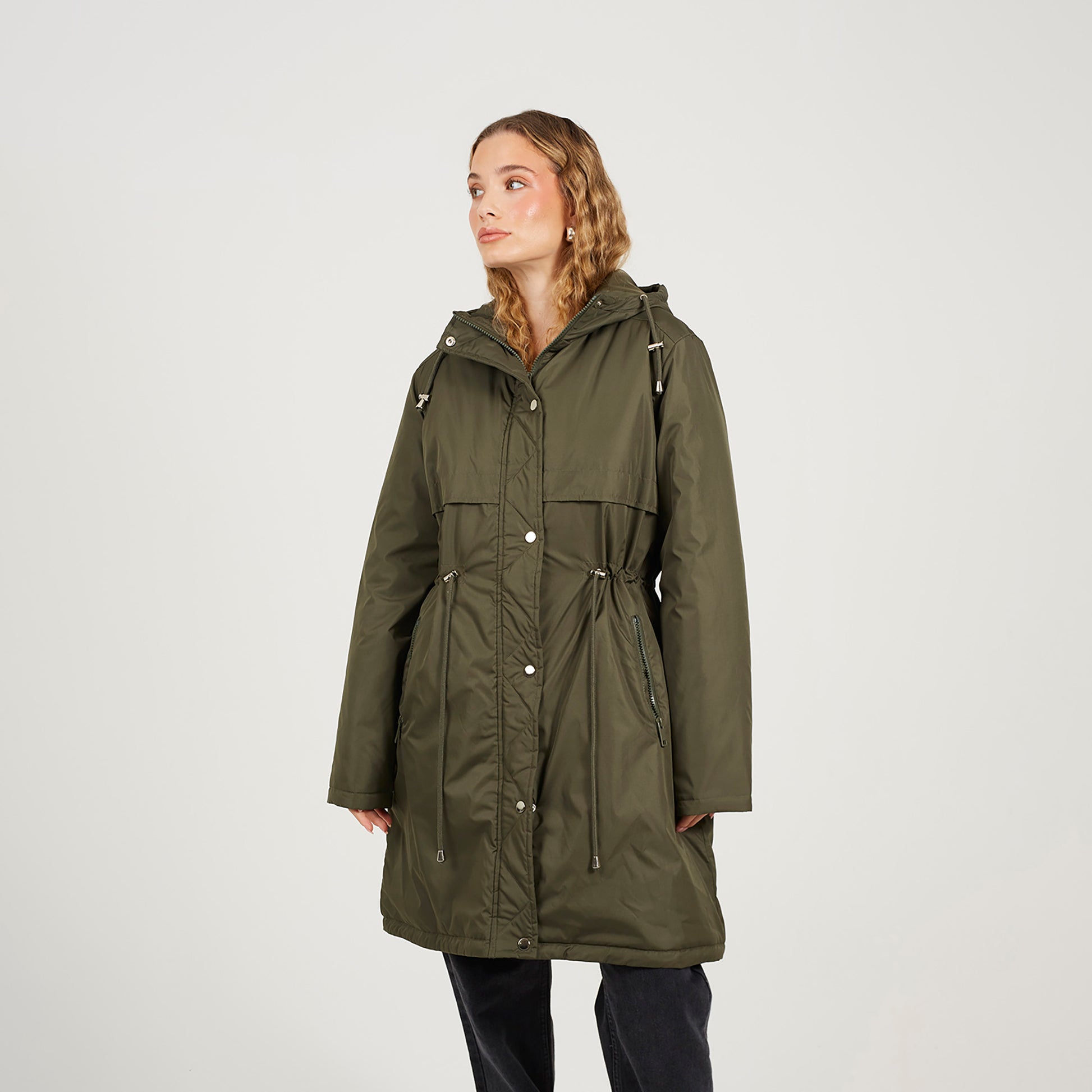 Brave Soul Khaki Shower Resistant Padded Parka Jacket - Khaki Image 4