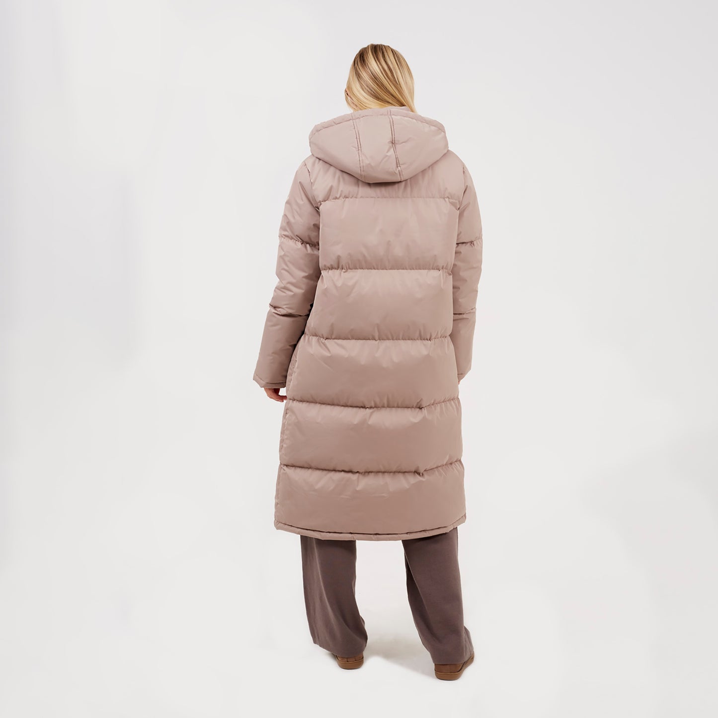 Brave Soul Stone Maxi Length Padded Jacket With Fixed Hood - Stone Image 2