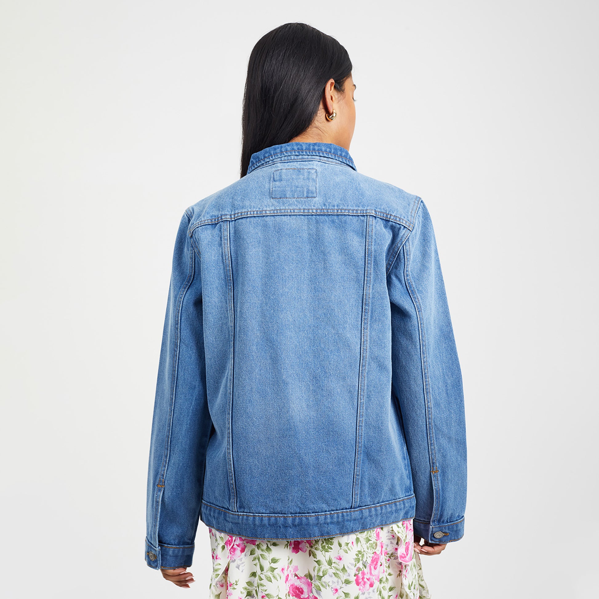 Brave Soul Mid Blue Oversized Denim Jacket - Mid Blue Image 2