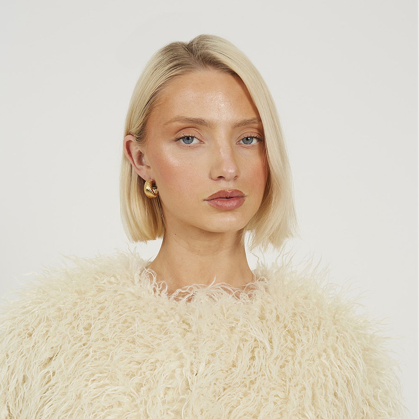 Brave Soul Cream Short Faux Mongolian Fur Jacket - Cream Image 4