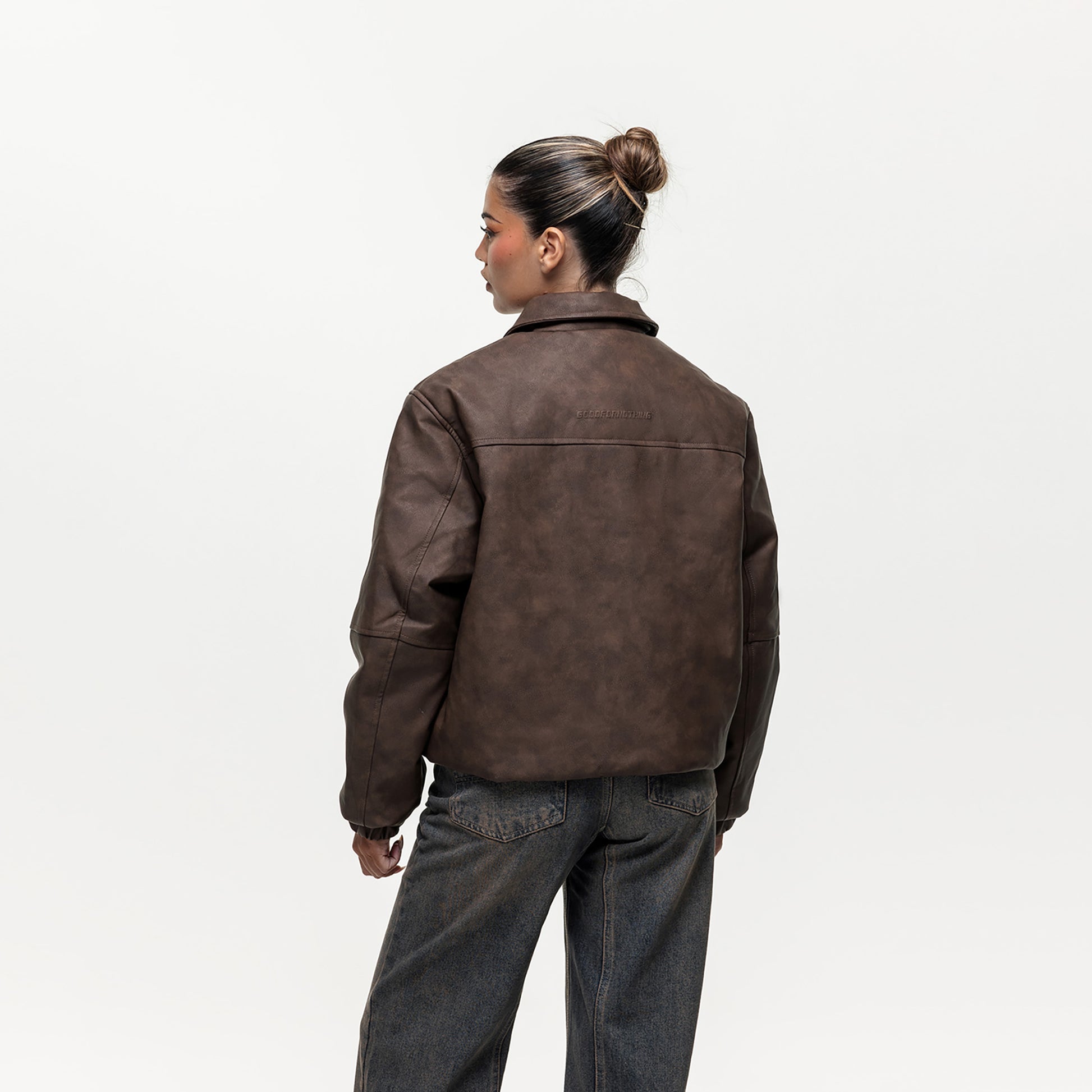 Good For Nothing Brown Vintage PU Coach Jacket - Brown Image 2