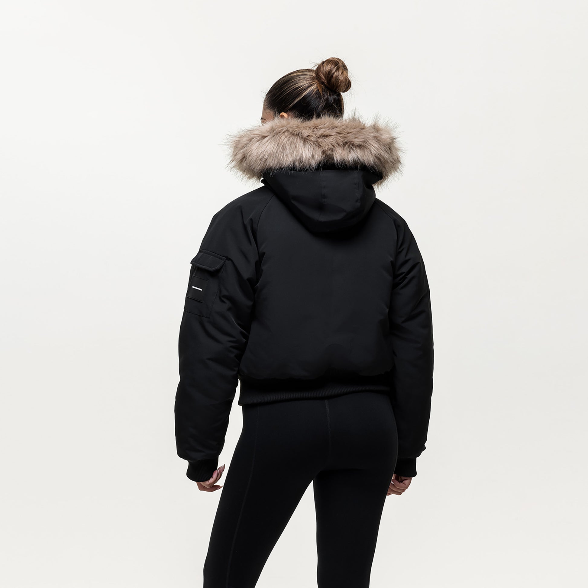 Good For Nothing Black Padded Parka Jacket with Faux Fur Trim Hood - Black Image 2