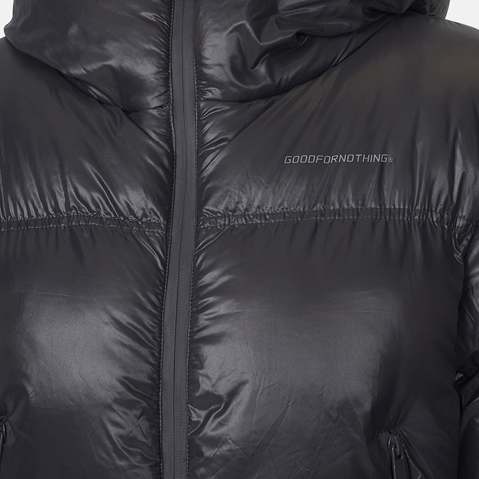 Good For Nothing Grey Hooded Puffer Jacket - Grey Image 3