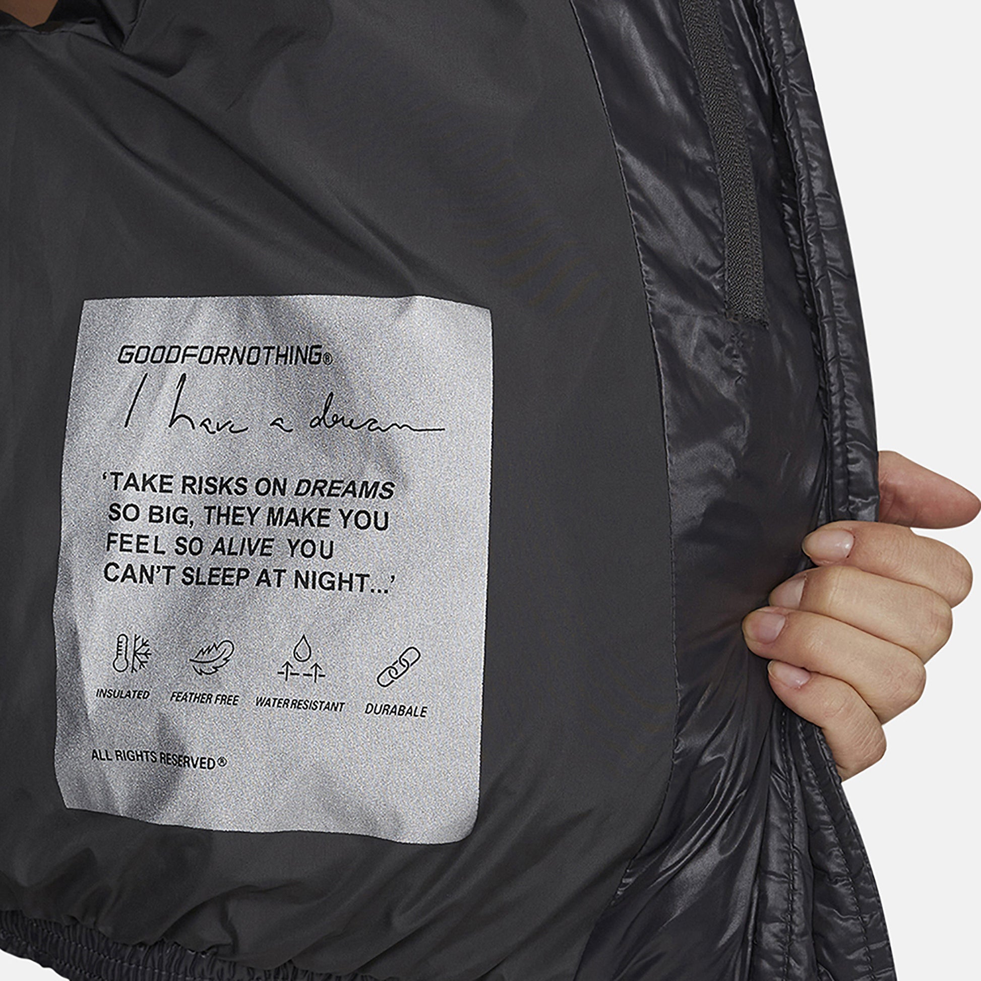 Good For Nothing Grey Hooded Puffer Jacket - Grey Image 4