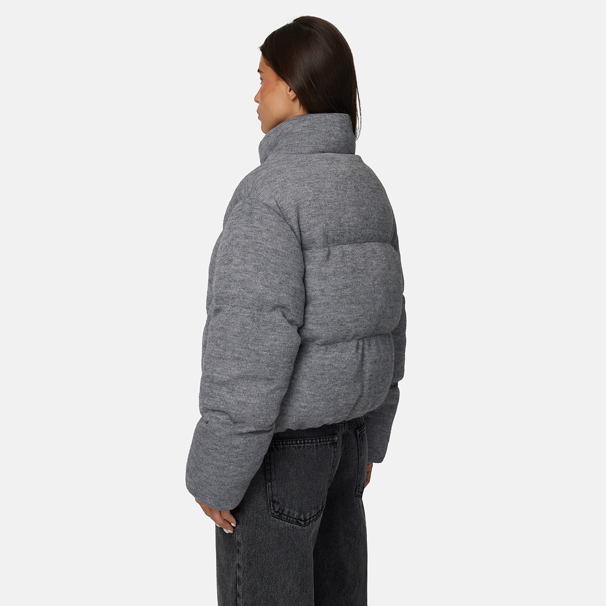 Good For Nothing Grey Knitted Padded Jacket - Grey Image 2