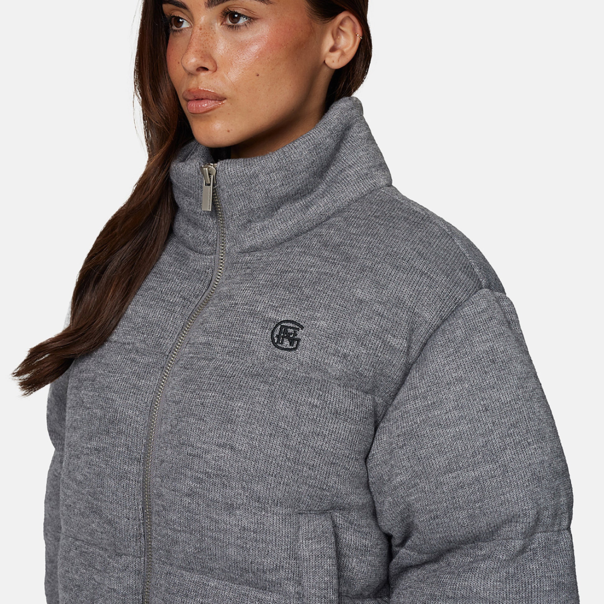 Good For Nothing Grey Knitted Padded Jacket - Grey Image 5