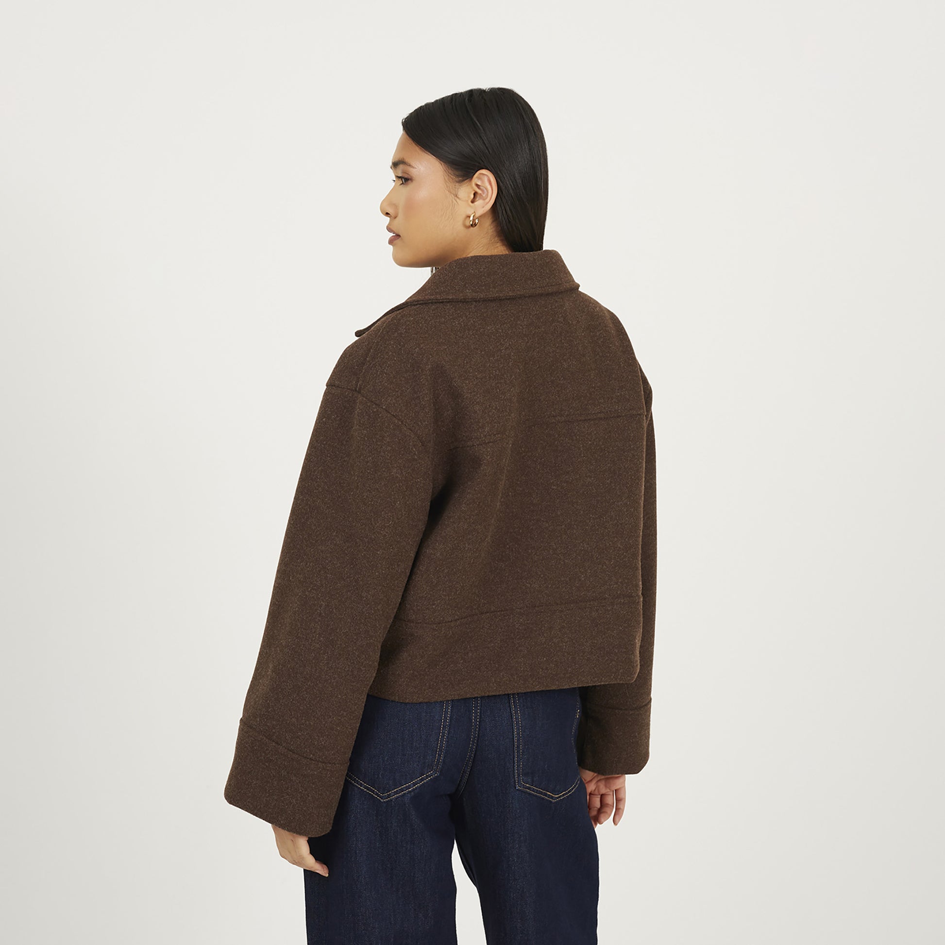 Brave Soul Chocolate Short Collared Jacket - Chocolate Image 2