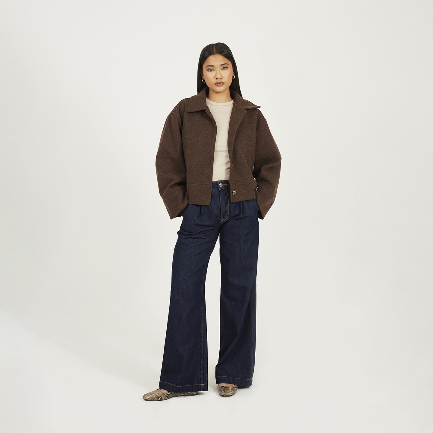 Brave Soul Chocolate Short Collared Jacket - Chocolate Image 3