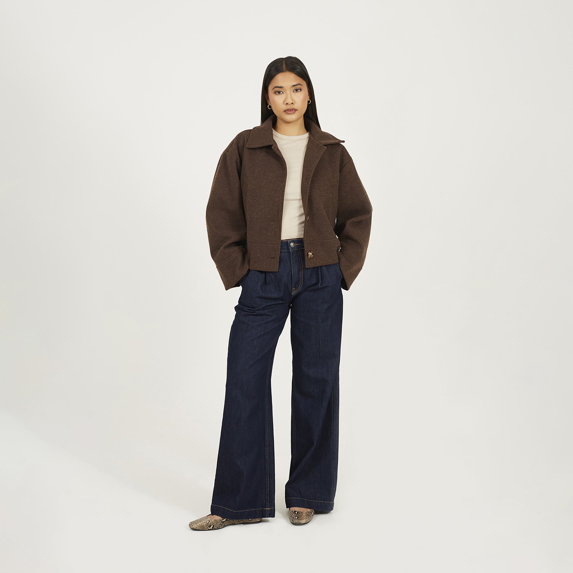 Brave Soul Chocolate Short Collared Jacket - Chocolate Image 3