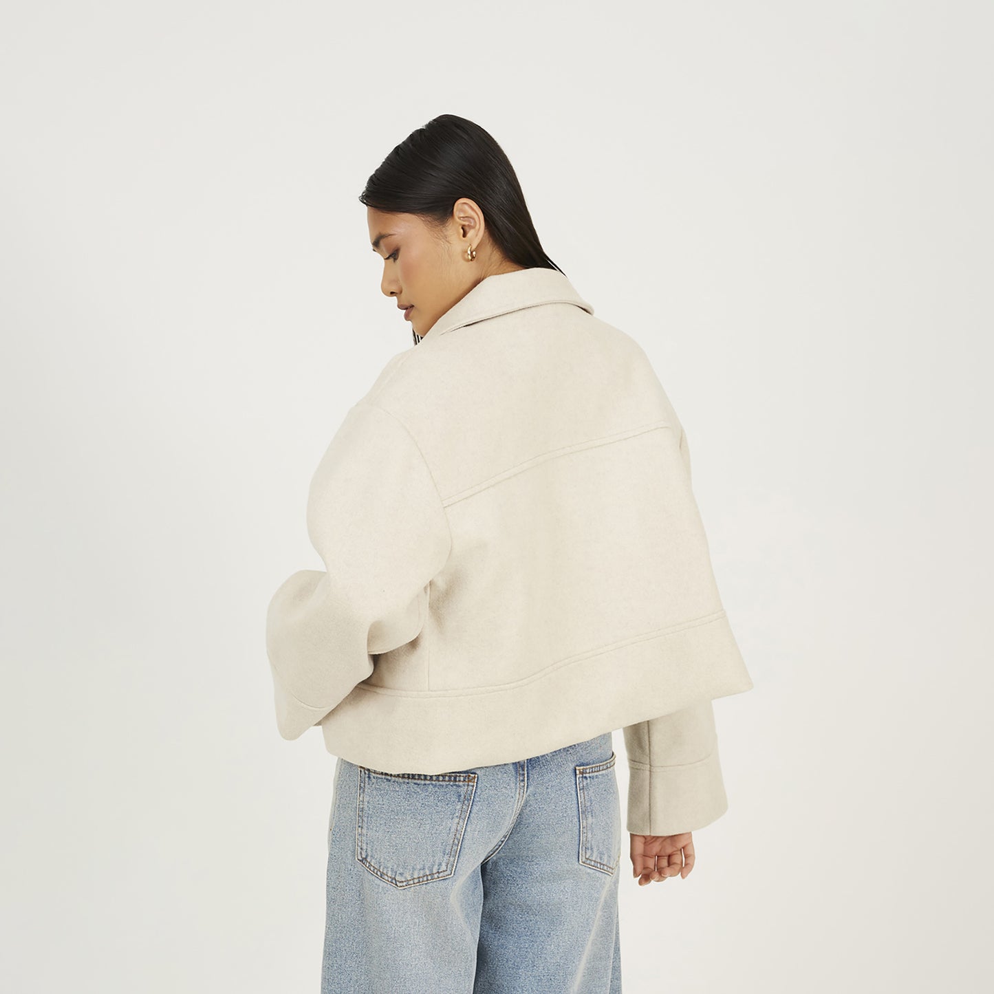 Brave Soul Beige Short Collared Jacket - Beige Image 2