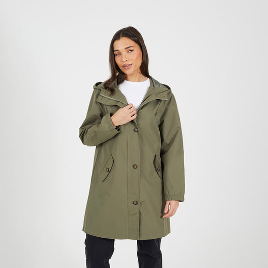 Brave Soul Light Khaki Lightweight Parka Style Hooded Jacket - Light Khaki Image 1