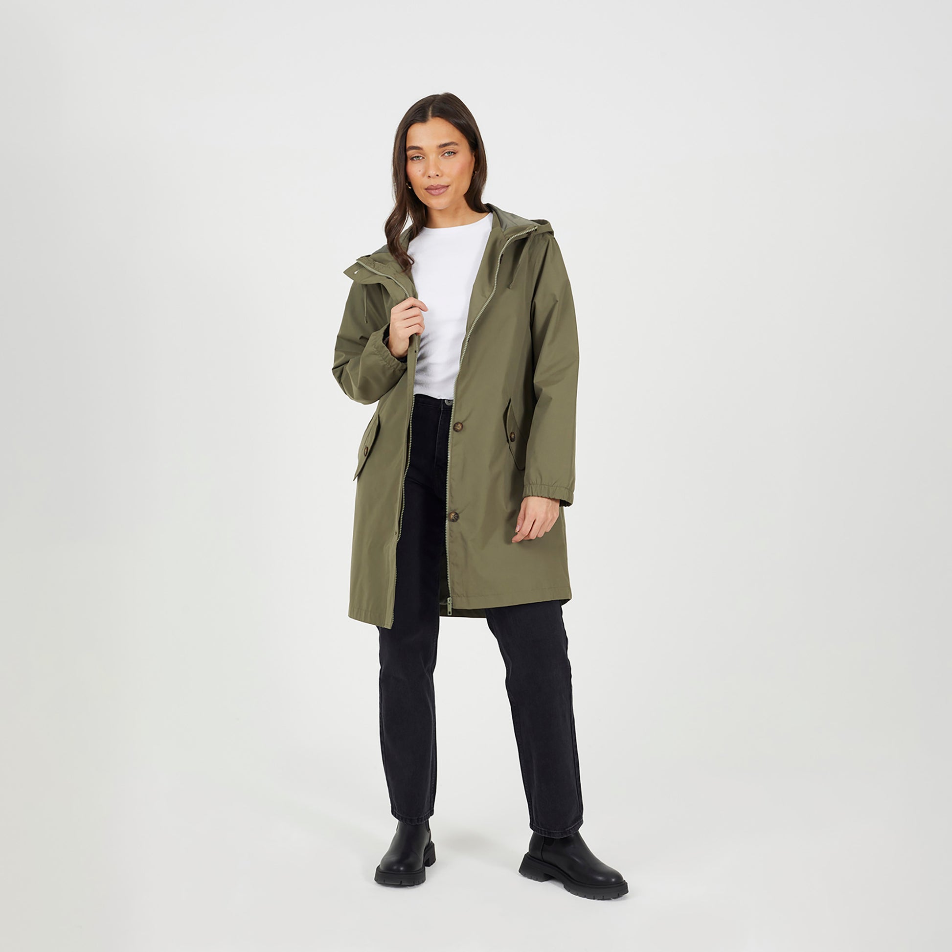 Brave Soul Light Khaki Lightweight Parka Style Hooded Jacket - Light Khaki Image 3