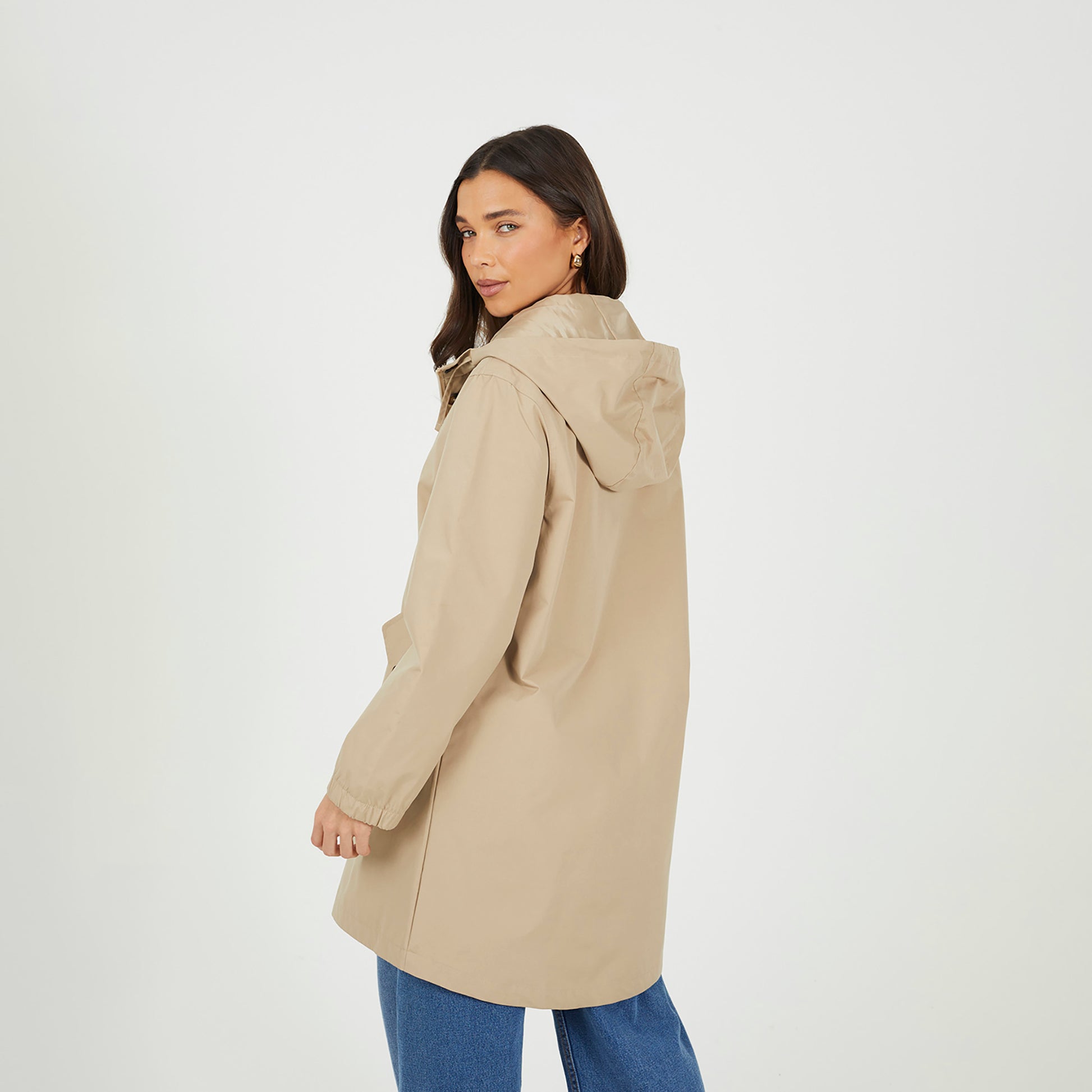 Brave Soul Stone Lightweight Parka Style Hooded Jacket - Stone Image 2