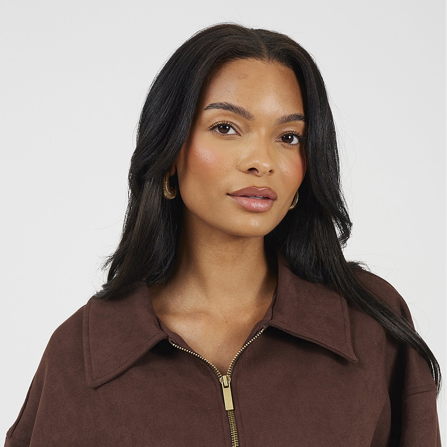 Brave Soul Chocolate Faux Suede Bomber Jacket - Chocolate Image 4