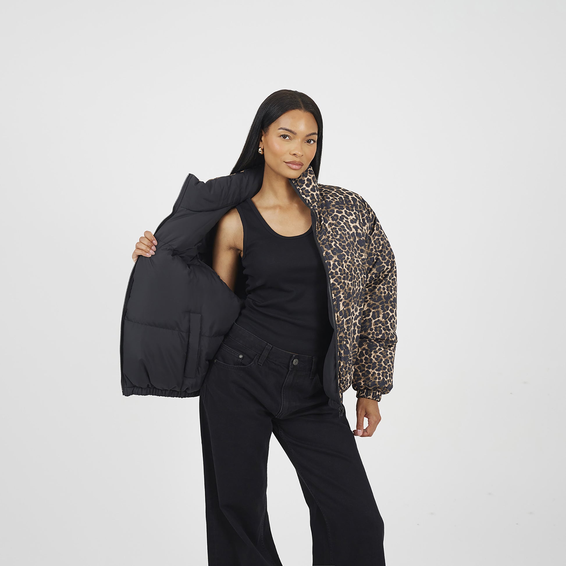 Brave Soul Black Reversible Oversized Puffer Jacket - Black Image 4