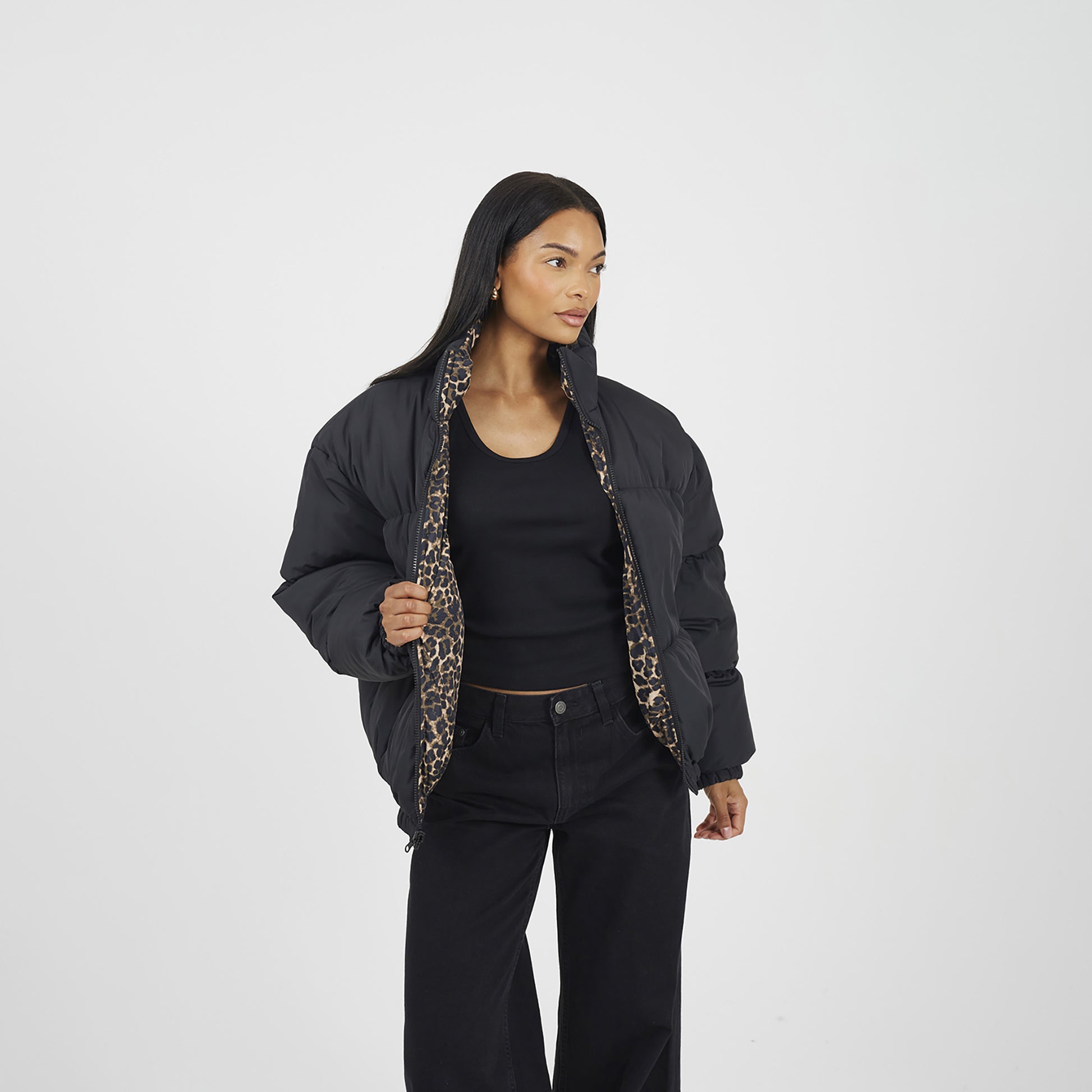 Brave Soul Black Reversible Oversized Puffer Jacket - Black Image 5