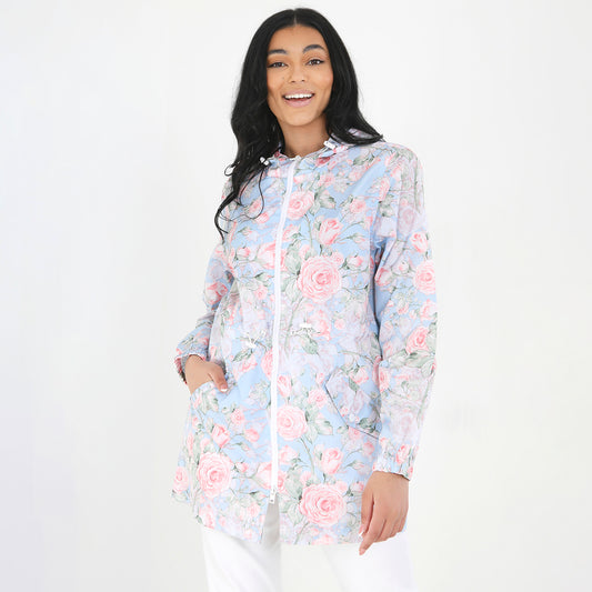 Brave Soul Blue Lightweight Showerproof Hooded Mac - Blue Image 1