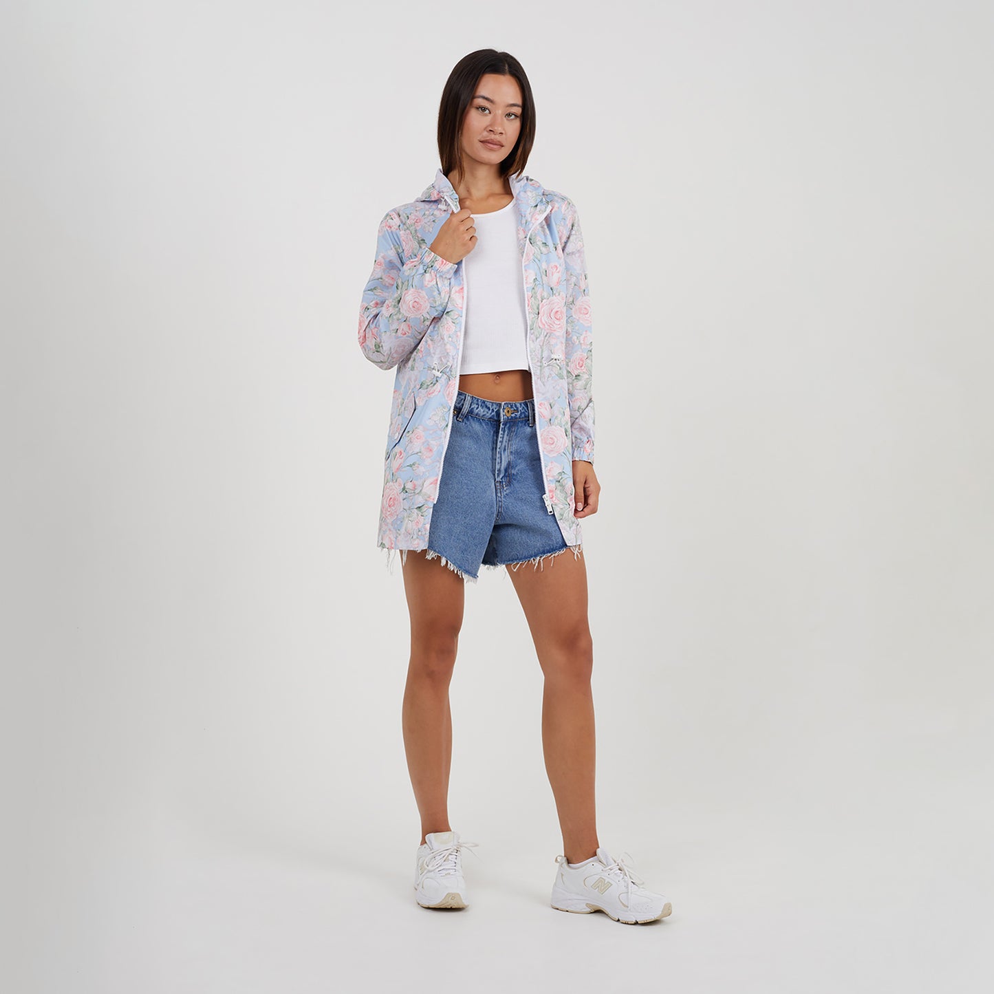 Brave Soul Blue Lightweight Showerproof Hooded Mac - Blue Image 3