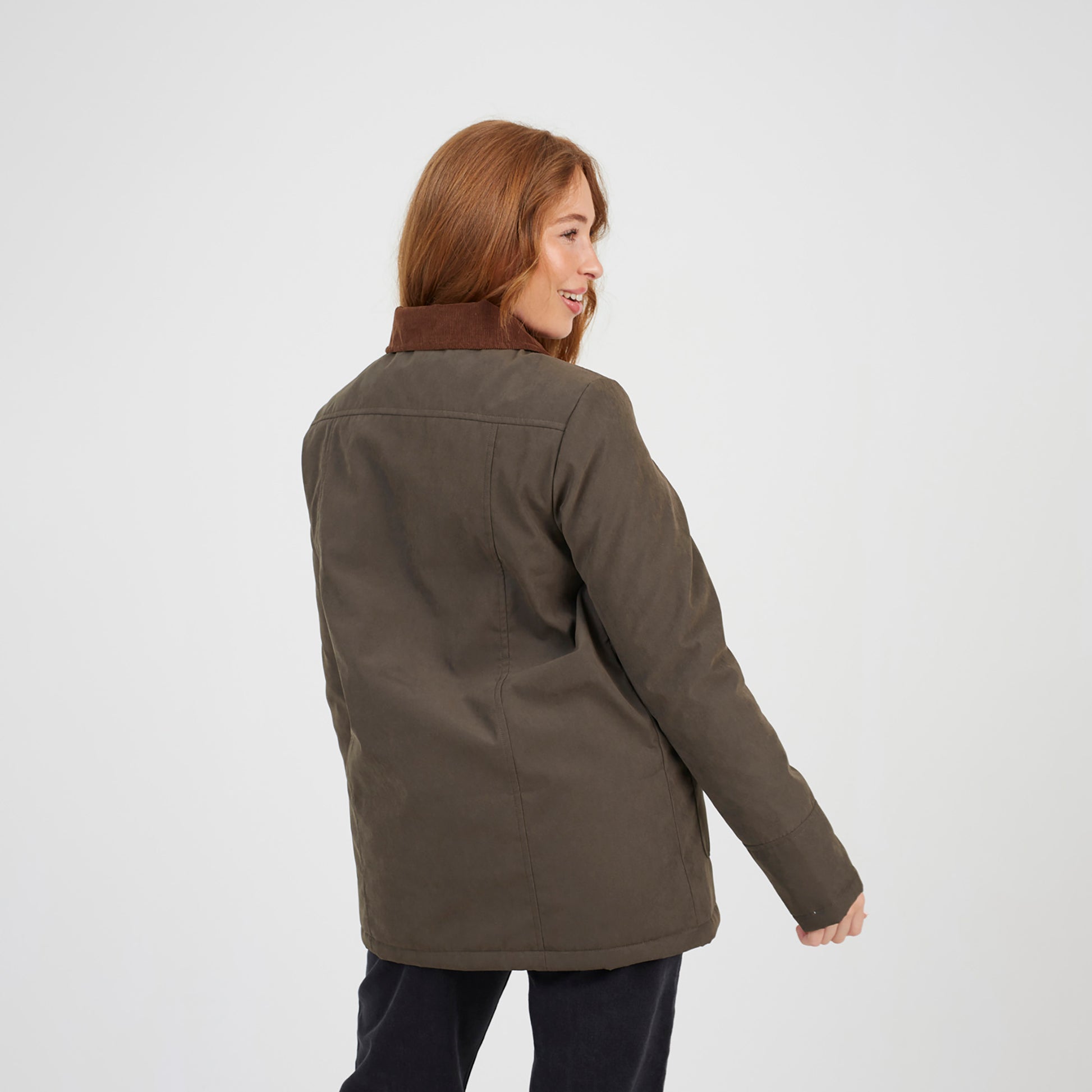 Brave Soul Khaki Twill Jacket with Cord Collar - Khaki Image 2