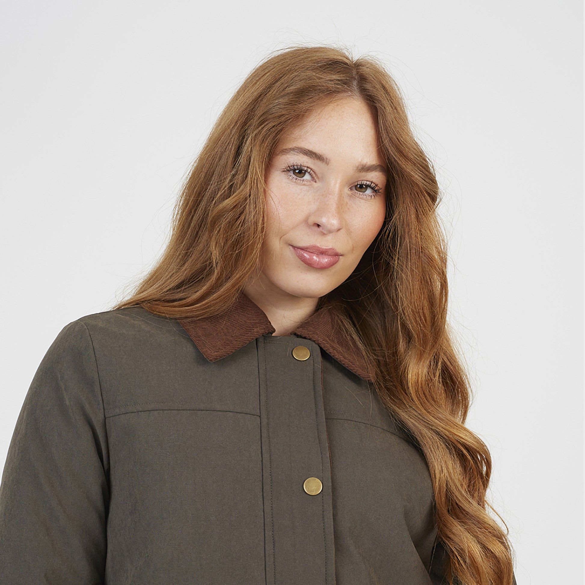 Brave Soul Khaki Twill Jacket with Cord Collar - Khaki Image 3