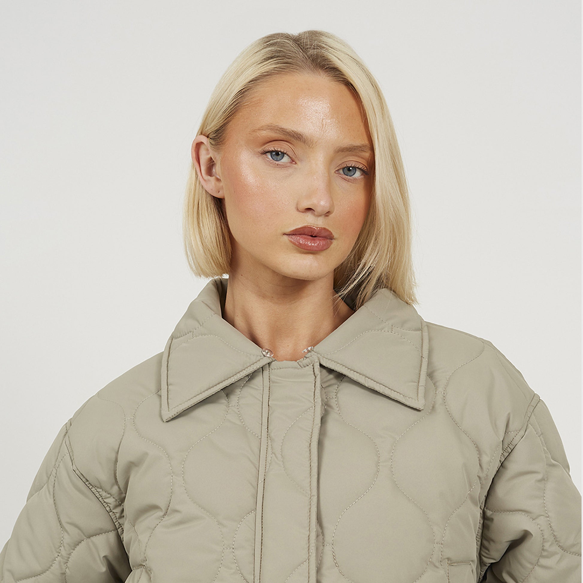 Brave Soul Pale Green Onion Qulited Jacket With Faux Fur Collar - Pale Green Image 4